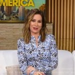 Rebecca’s blue print ruched dress on Good Morning America