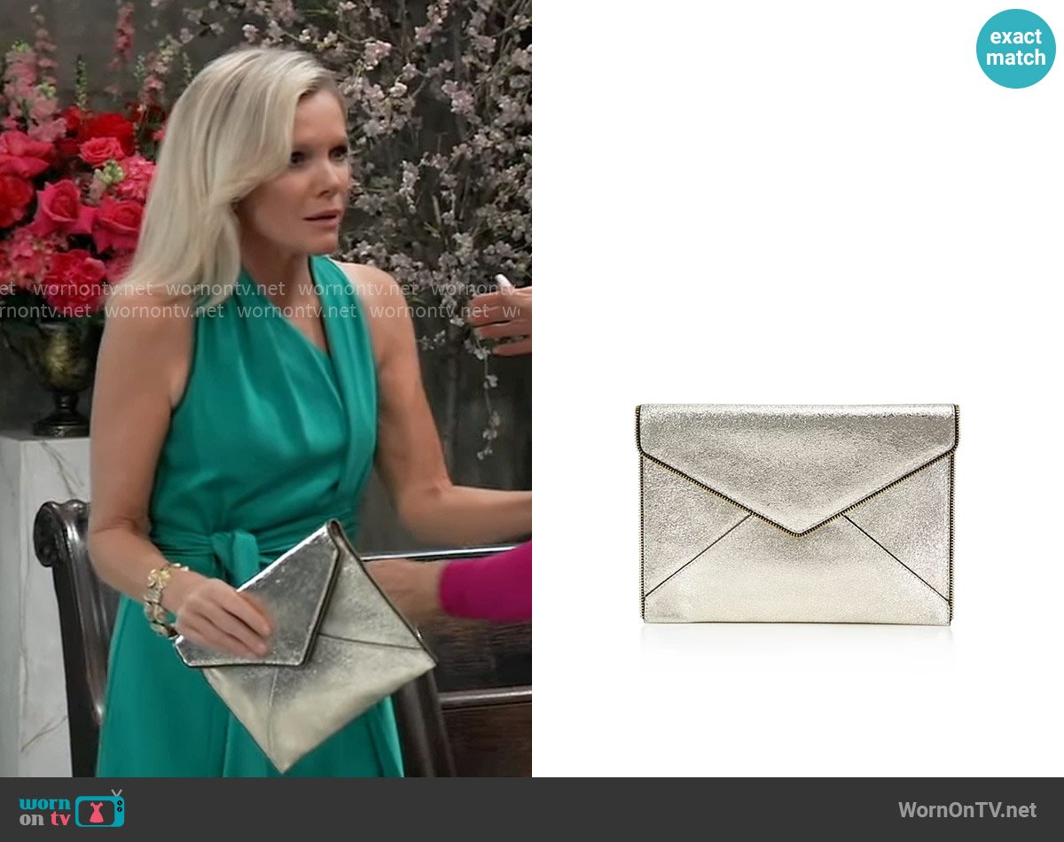 Rebecca Minkoff Leo Crackle Leather Clutch worn by Ava Jerome (Maura West) on General Hospital