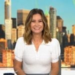Rebecca’s white pointelle polo on Good Morning America