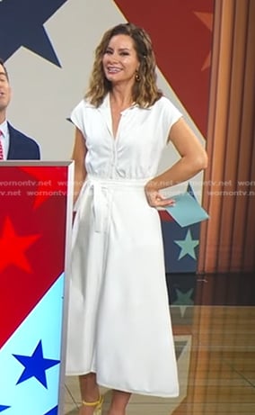 Rebecca's white tie waist midi dress on Good Morning America