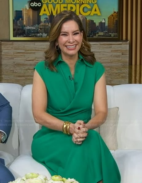Rebecca's green wrap top and dress on Good Morning America