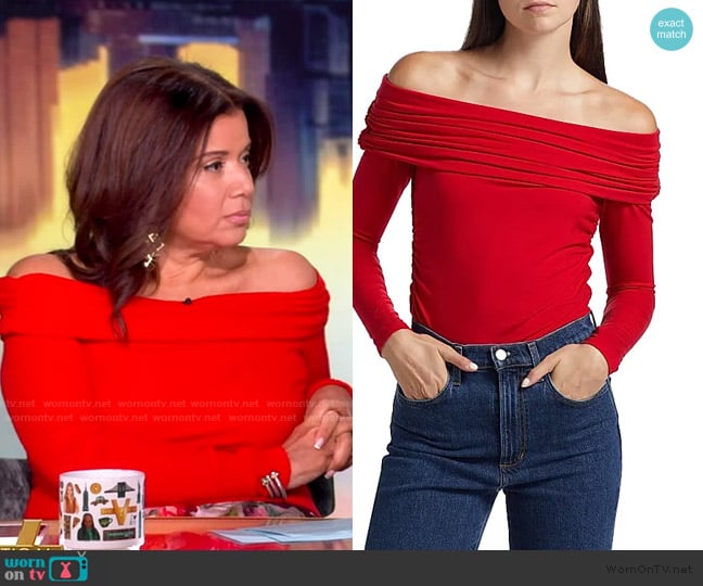Reformation Florentina Stretch Knit Off-The-Shoulder Top worn by Ana Navarro on The View