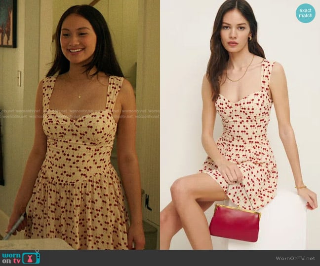 Reformation Taiga Dress in Cherry Pudding worn by Belly Conklin (Lola Tung) on The Summer I Turned Pretty