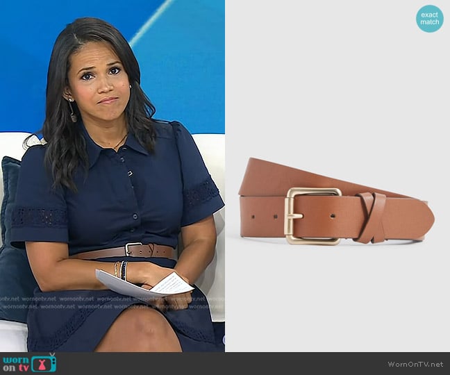Reiss Annexe Leather Belt in Tan worn by Laura Jarrett on Today