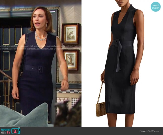 Reiss Ella Knitted Rib Midi Dress worn by Gwen Rizczech (Emily O'Brien) on Days of our Lives