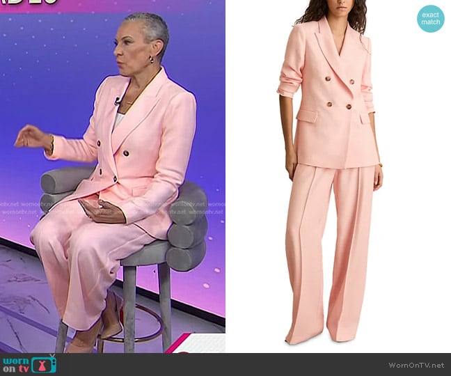Reiss Magda Double-Breasted Blazer and Trousers worn by Sharon Malone on Today