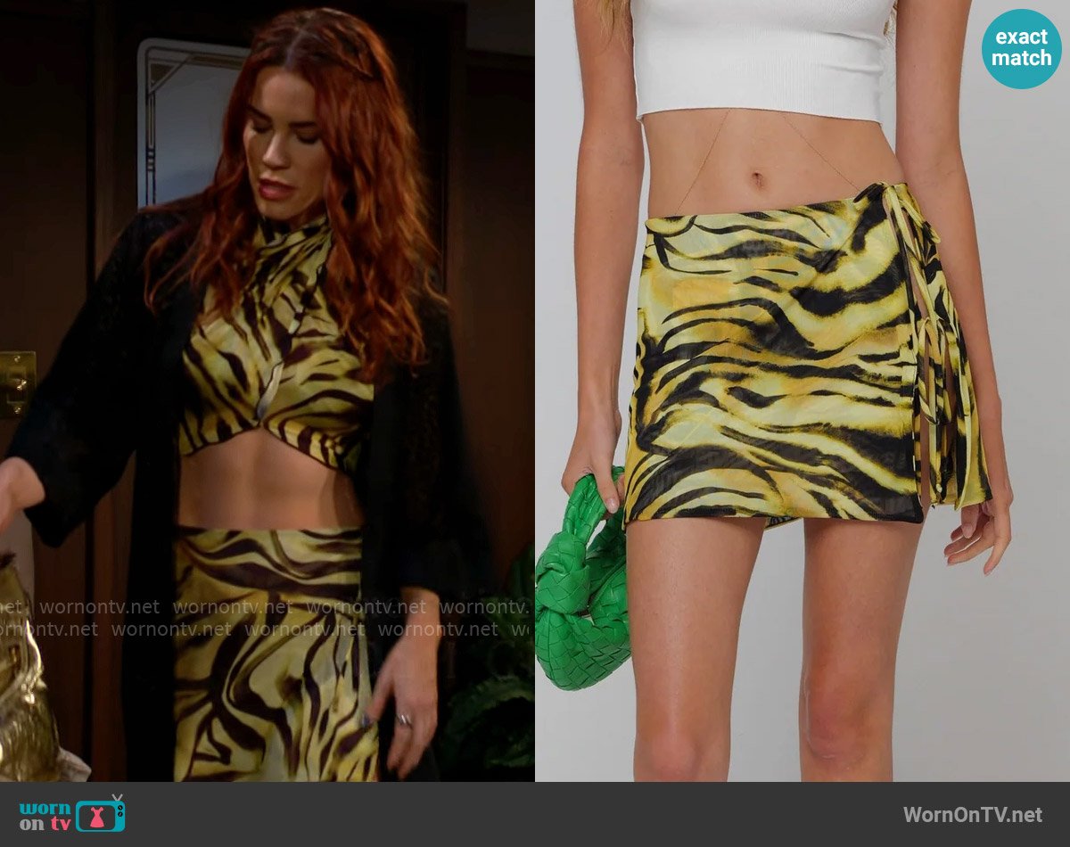 Sally’s mesh zebra print skirt on The Young and the Restless