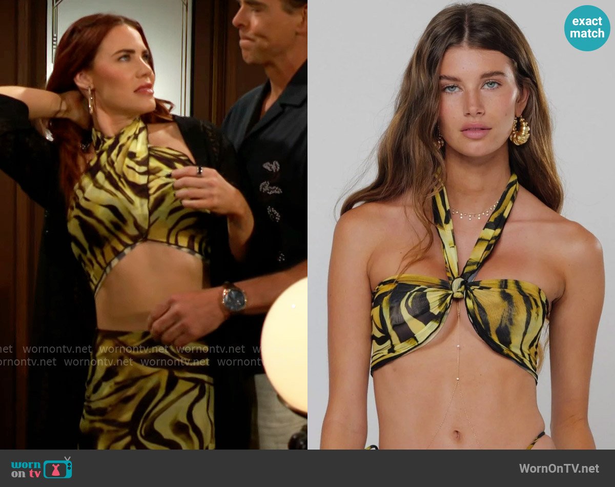 Sally’s mesh zebra print crop top on The Young and the Restless