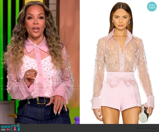 Retrofete Aubriella Embellished Shirt worn by Sunny Hostin on The View