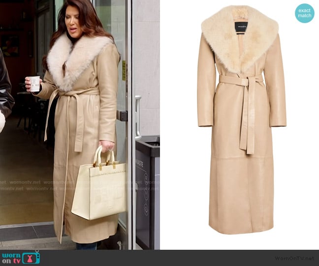 Retrofete Kieran trench coat worn by Emily Simpson on The Real Housewives of Orange County