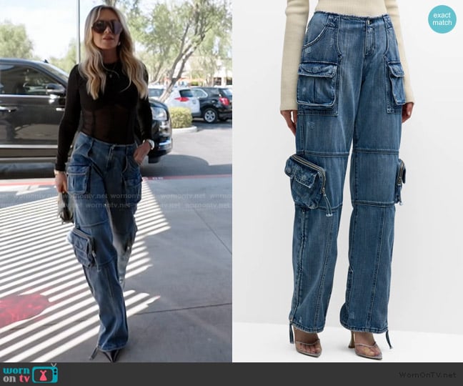 Retrofete Tammy Low-Rise Zip-Cuff Cargo Denim Jeans worn by Tamra Judge on The Real Housewives of Orange County
