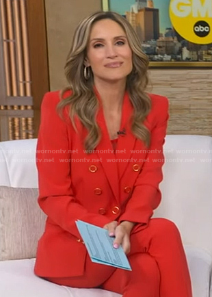 Rhiannon's red double breasted blazer on Good Morning America
