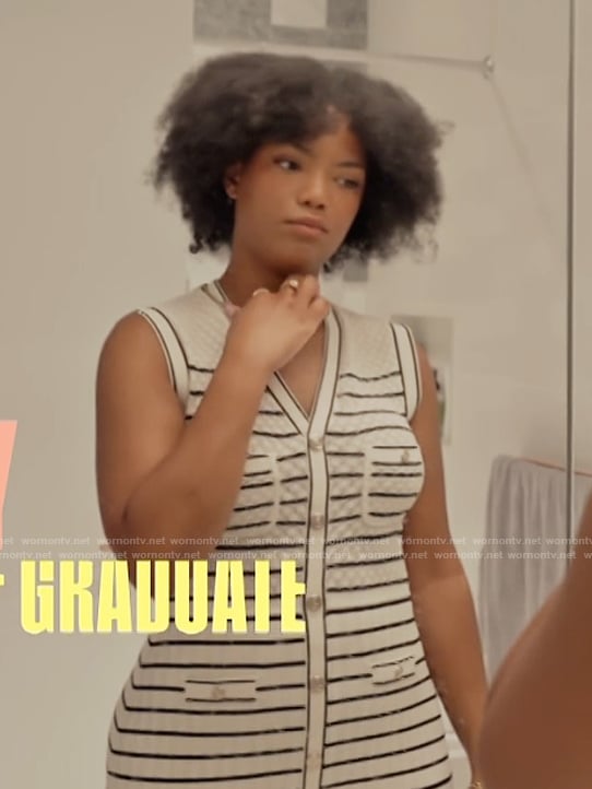 Riley's striped sleeveless dress on Next Gen NYC