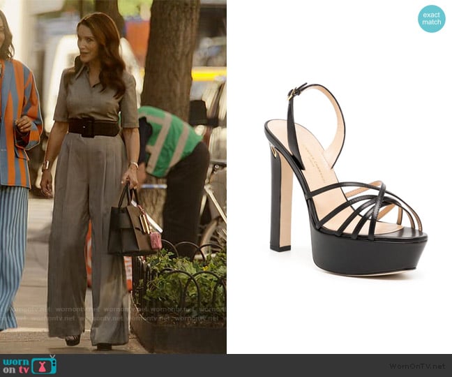 Roberto 130mm platform sandals worn by Charlotte York (Kristin Davis) on And Just Like That