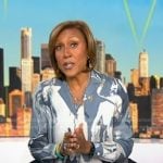 Robin’s blue marbled blouse on Good Morning America