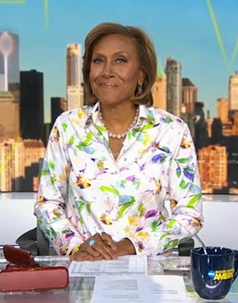 Robin’s floral button front blouse on Good Morning America