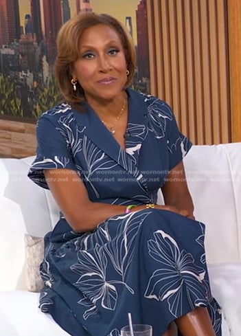 Robin’s navy floral wrap dress on Good Morning America
