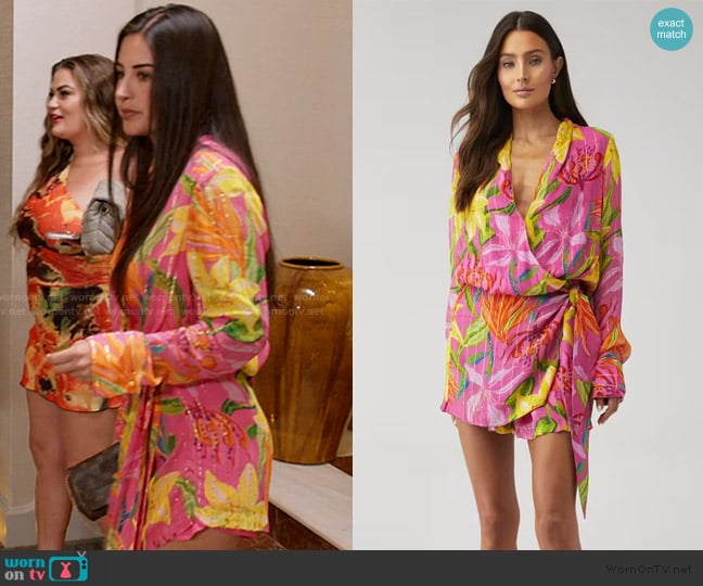 Rococo Sand Wrap Romper worn by Michelle Saniei on The Valley
