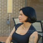 Brooke’s black square neck top on The McBee Dynasty Real American Cowboys