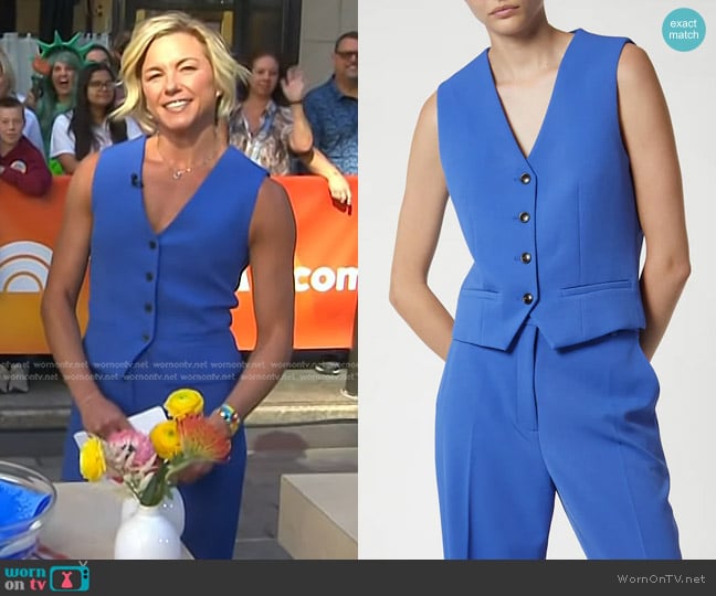 Saint Art Maude Waistcoat in French Blue worn by Liz Plosser on Today