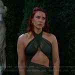 Sally’s green mesh cutout dress on The Young and the Restless