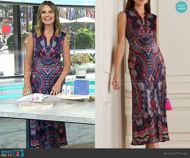 Saloni Tabitha B Dress In Nightfall Prism Print worn by Savannah Guthrie on Today