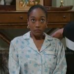 Samantha’s blue floral pajamas on Beyond the Gates