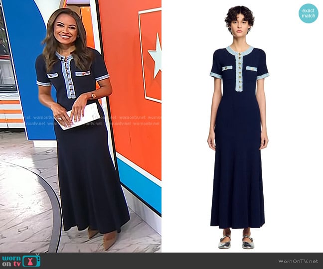 Sandro Knit and Denim Midi Dress worn by Kaylee Hartung on Today