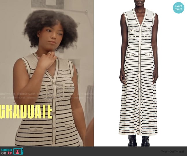 Sandro Molina Striped Knit Dress worn by Riley Burruss on Next Gen NYC