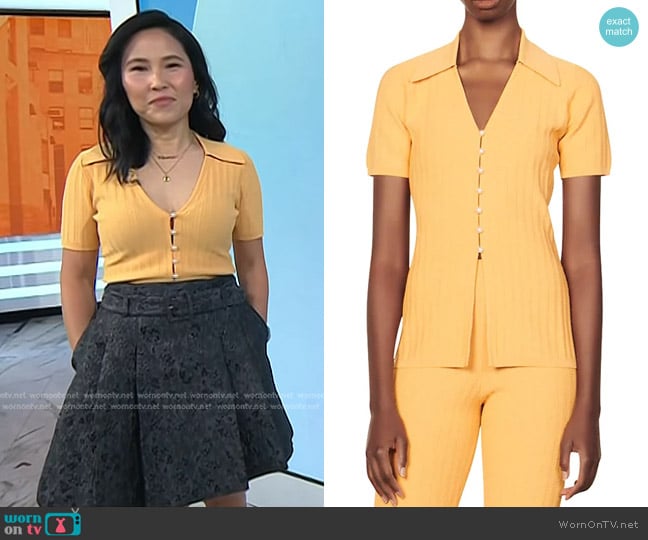 Sandro Porto Knit Button-Up Shirt worn by Vicky Nguyen on Today