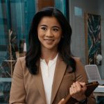 Sarah’s camel suit and ribbed polo on Matlock