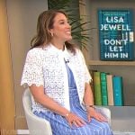 Sarah Gelman’s blue striped dress and eyelet shirt on CBS Mornings