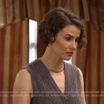 Sarah’s grey cable knit vest on Days of our Lives