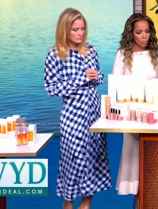 Sara’s blue gingham check dress on The View