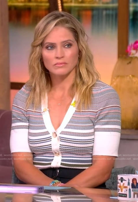 Sara’s stripe ribbed cardigan on The View