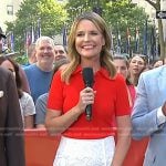Savannah’s red polo and white lace skirt on Today