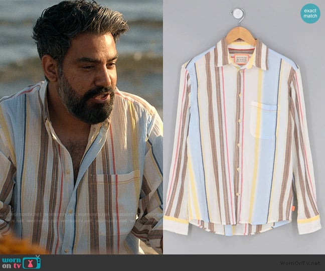 Scotch and Soda Crinkled Voile Striped Button Up Shirt worn by Ed Patil (Rahul Kohli) on We Were Liars