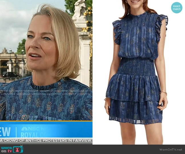 Scotch & Soda Metallic Smocked Waist Minidress worn by Daisy McAndrew on Today