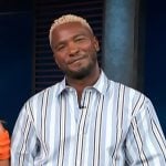 Scott’s blue striped shirt on Access Hollywood