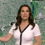 Heather’s white contrast trim v-neck dress on Good Morning America