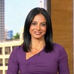 Dr. Tara Narula’s purple ruched asymmetric dress on Good Morning America