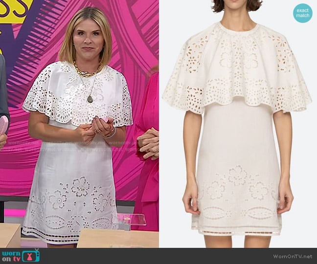 Sea Lula Embroidery Short Sleeve Mini Dress worn by Jenna Bush Hager on Today