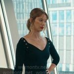 Shae’s black grommet detail dress on Matlock