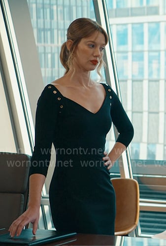 Shae's black grommet detail dress on Matlock