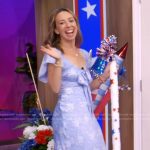Shannon Doherty’s blue floral print dress on Live with Kelly and Mark