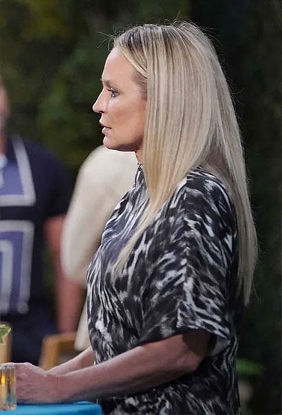 Sharon's grey leopard print dress on The Young and the Restless