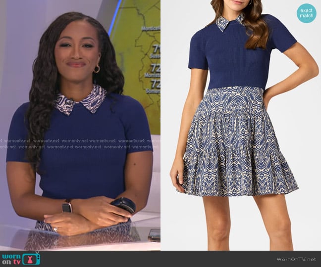 Shoshanna Lena Tiered Mixed Media Mini Dress worn by Brittany Bell on Good Morning America
