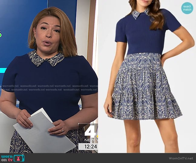 Shoshanna Lena Tiered Mixed Media Mini Dress worn by Gilma Avalos on NBC News Daily