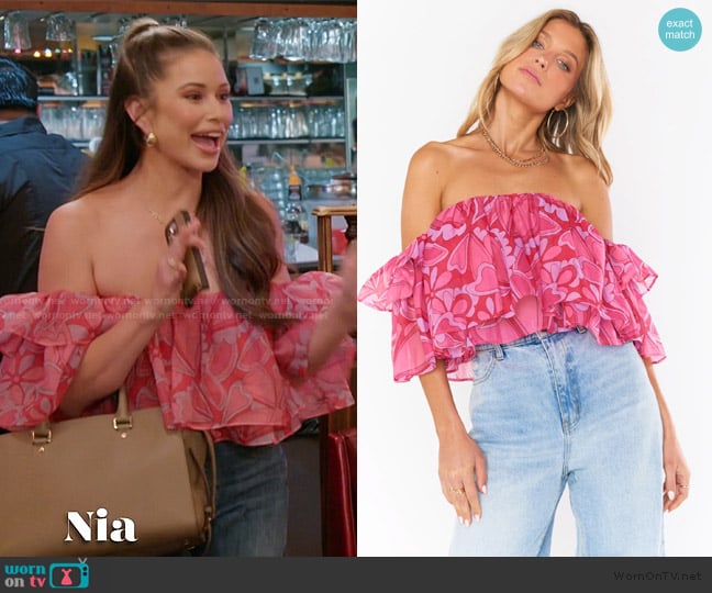 Show me your Mumu Rossella Ruffle Top worn by Nia Booko on The Valley