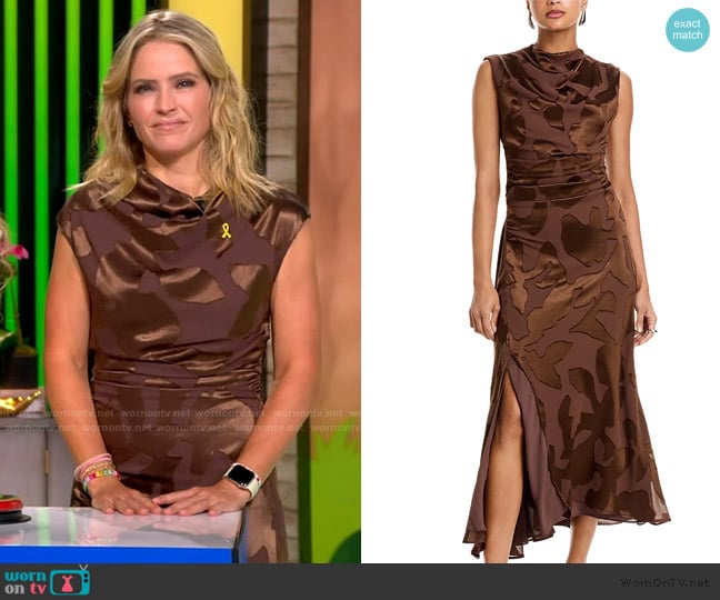 Simkhai Burke Draped Midi Dress worn by Sara Haines on The View